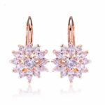 18K Gold Plated CZ Flower Hoop Earrings MR005E