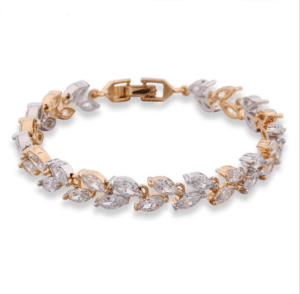 18K Gold Plated Dual Tone Luxury CZ Bracelet MR003BR