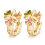 18K Gold Plated Flower CZ Hoop Earrings MR020E