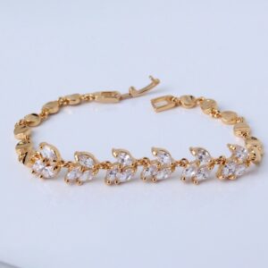 18K Gold Plated Marquise Cut Leaf Bracelet MR004BR