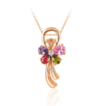 18K Gold Plated Multicolor CZ Flower Monalisa Pendant MR014P