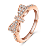 18K Rose Gold Plated Mirco Inlaid CZ Bow Ring MR013R