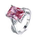 18K White Gold Plated 10ct Pink CZ Ring #MR016R
