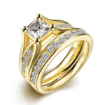 18k Gold Plated Titanium Steel Wedding Ring Set MR021R