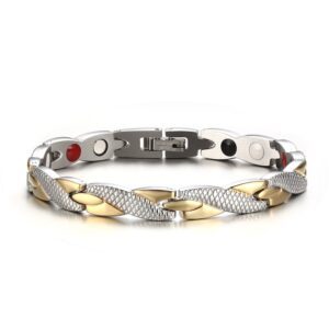 Dual Tone Magnet Germanium Dragon Festooned Men's Health Bracelet MR008BR