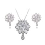 Austrian Crystal Flower Platinum Plated jewelry set MR009JS