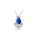 Elegant Tulip CZ Sapphire Platinum Plated Pendant MR033P