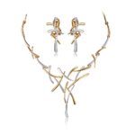 Dual Tone Statement Cross Geometric Jewelry Set MR018JS