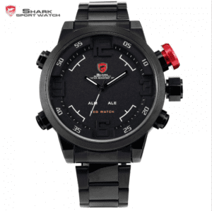 Gulper SHARK Digital LED Stainless Steel BW Red Watch SH108