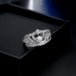 Platinum Plated CZ Embedded Crown Ring MR072R