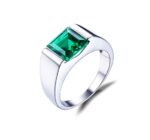 2.1ct Nano Russian Emerald Solid Sterling Silver Men's Ring MR049R