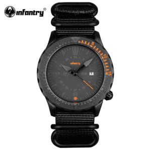 INFANTRY Mens Army Waterproof Black Nylon Sports Watchband MR002IW