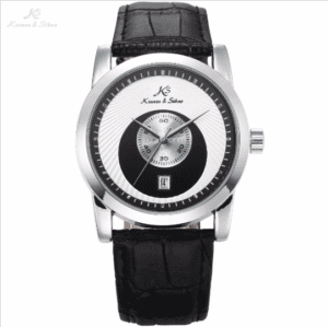 KS Black White Analog Automatic Leather Strap Watch KS331