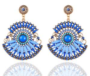 Bohemia Resin Vintage Blue Beaded Earrings MR029E