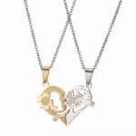 Dual Tone Lucky Clover Heart Couple Necklace MR049P