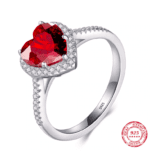 Sterling Silver Ruby Heart CZ Ring MR070R