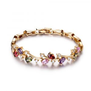 Multicolor CZ 18KGP Floral Branch Bracelet MR013BR