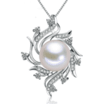 Natural Freshwater Pearl CZ Hawk Eye Mother's Pendant MR016P