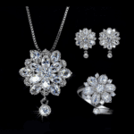 Platinum Plated Austrian Crystal Flower jewelry set MR004JS