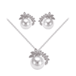 Platinum Plated CZ Simulated Pearl Jewelry Set MR015JS