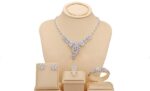 Platinum Plated Marquise Cluster CZ Bridal Jewelry Set MR013JS