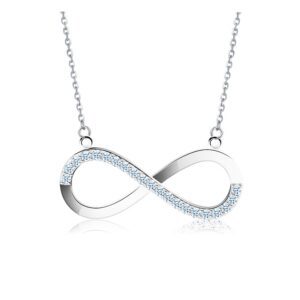 Platinum Plated Micro Inlaid CZ Infinity Pendant MR027P