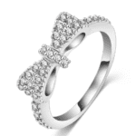 Platinum Plated Plated Mirco Inlaid CZ Bow Ring MR012R