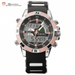 Porbeagle SHARK Dual Time Silicone Band Digital Golden Watch SH045