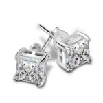 Princess Cut CZ Stud Earrings MR015E