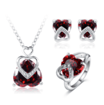 Romantic Platinum Plated Double Heart Cocktail Jewelry Set MR014JS