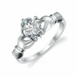 S925 Silver 0.8Ct Diamond Irish Claddagh Ring MR014R