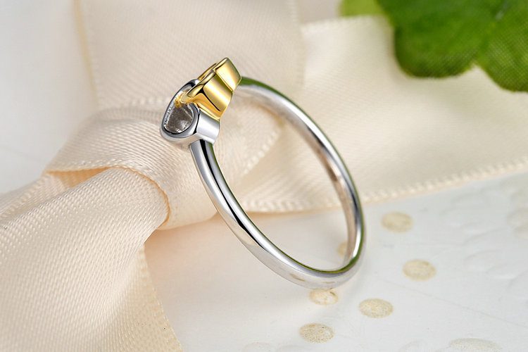 S925 Silver 14K gold plated double heart ring MR023R - Image 5
