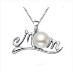 S925 Silver Freshwater Pearl Mom Letter Mother's Pendant MR012P