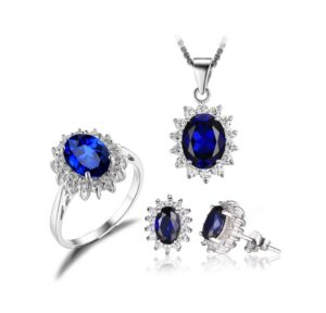 S925 Silver Lab Created Sapphire Jewelry Set MR005JS