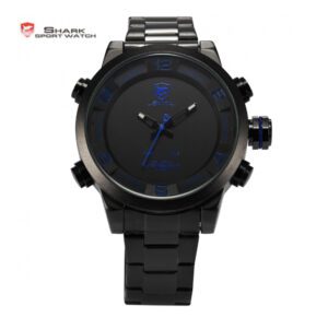 Gulper SHARK Digital LED Stainless Steel Black Blue Watch SH362