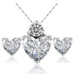 Silver Plated Crystal CZ Heart Jewelry Set MR020JS