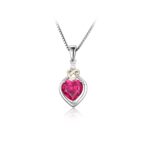 Sterling Silver 2.5ct Created Ruby Love Knot Heart Pendant MR025P