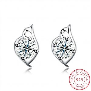Sterling Silver Trendy CZ Stud Earrings MR024E