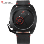Tawny Shark Red Quartz Black Horse Leather Strap Wrist Watch SH446