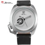 Tawny Shark White Quartz Black Horse Leather Strap Wrist Watch SH450
