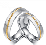 Titanium Steel High Polished 18KGP His & Her Wedding Band MR029R