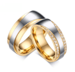 Titanium Steel IP Gold Plated 7mm His & Her Wedding Band MR027R