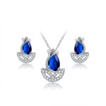 White Gold Plated Lab Created Sapphire Jewelry Set MR001JS