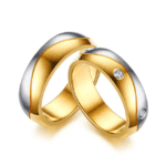 Titanium Steel Gold Plated His and Her Classic Wedding Ring MR028R