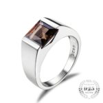 2.2 Carats Smoky Quartz Sterling Silver Men's Ring MR048R