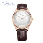 Jonas & Verus Luxury Leather Band Rose Gold Dial Minimalist Watch  RM002JV