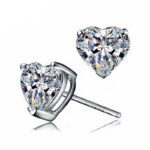 925 Sterling Silver Crystal Heart Stud Earrings '1548946