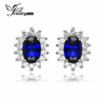 Pure 925 Silver 1.5ct Lab Created Blue Sapphire Stud Earrings 1548925-blue
