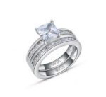 Sterling Silver Princess Cut Simulated Diamond Ring Set