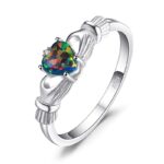 S925 Silver 0.8Ct Fire Opal Claddagh Ring MR014R1